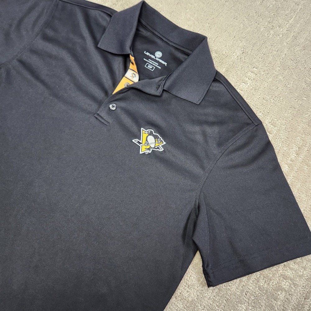 Pittsburgh Penguins Shirt Mens‎ Small Performance Polo Black Quick Dry NHL